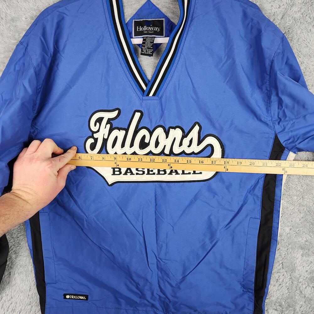 Vintage Falcons Baseball Jacket Mens Small Blue Pullover Windbreaker Logo Sports - Picture 11 of 16